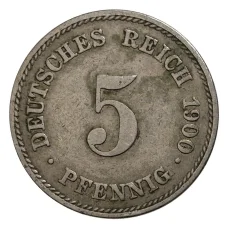 Монета 5 пфеннигов 1900 года Е Германия (аверс)