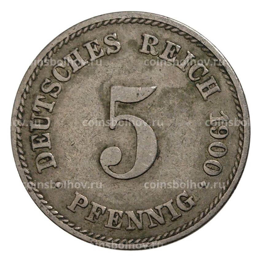 Монета 5 пфеннигов 1900 года Е Германия