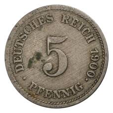 Монета 5 пфеннигов 1900 года J Германия (аверс)