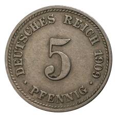 Монета 5 пфеннигов 1909 года D Германия (аверс)