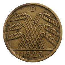 Монета 5 рентенфеннигов 1923 года D Германия (аверс)