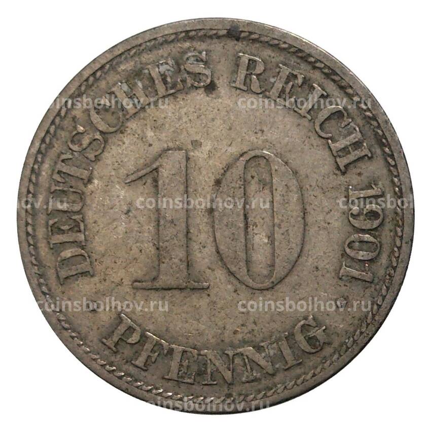 Монета 10 пфеннигов 1901 года G Германия