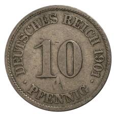 Монета 10 пфеннигов 1901 года J Германия (аверс)