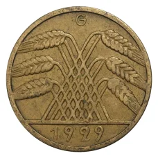 Монета 10 рейхспфеннигов 1929 года G Германия (аверс)