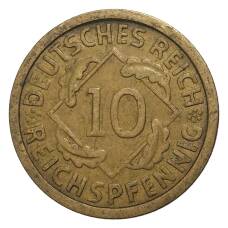 Монета 10 рейхспфеннигов 1929 года G Германия (реверс)