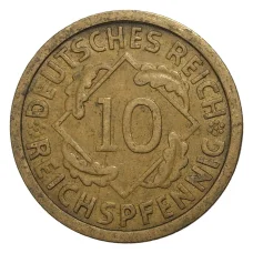 Монета 10 рейхспфеннигов 1929 года G Германия (реверс)