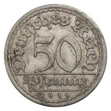Монета 50 пфеннигов 1919 года А Германия (аверс)
