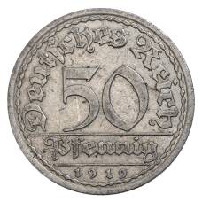 Монета 50 пфеннигов 1919 года А Германия (аверс)