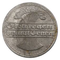Монета 50 пфеннигов 1919 года J Германия (реверс)