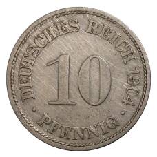 Монета 10 пфеннигов 1904 года F Германия (аверс)