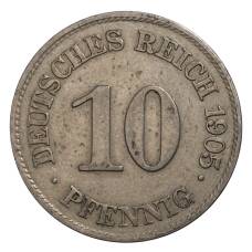 Монета 10 пфеннигов 1905 года Е Германия (аверс)