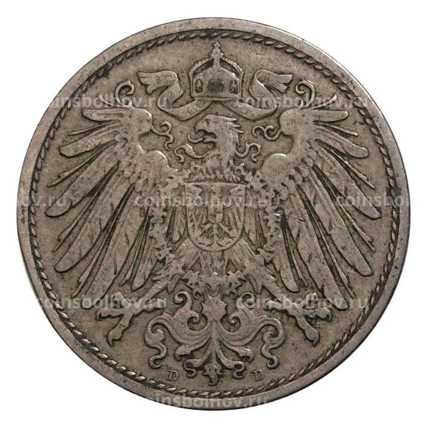 Монета 10 пфеннигов 1905 года D Германия (вид 2)