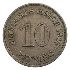 Монета 10 пфеннигов 1914 года Е Германия (аверс)