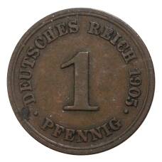 Монета 1 пфенниг 1905 года Е Германия (аверс)