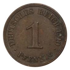 Монета 1 пфенниг 1910 года J Германия (аверс)