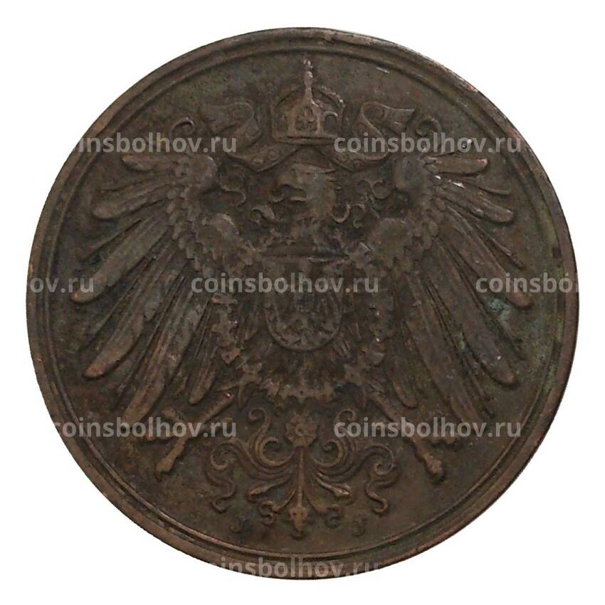 Монета 1 пфенниг 1910 года J Германия (вид 2)