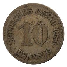 Монета 10 пфеннигов 1889 года Е Германия (аверс)