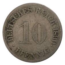 Монета 10 пфеннигов 1890 года G Германия (аверс)