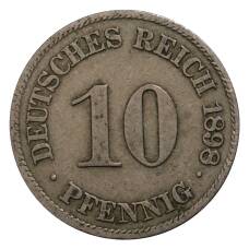 Монета 10 пфеннигов 1898 года J Германия (аверс)