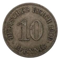 Монета 10 пфеннигов 1909 года Е Германия (аверс)