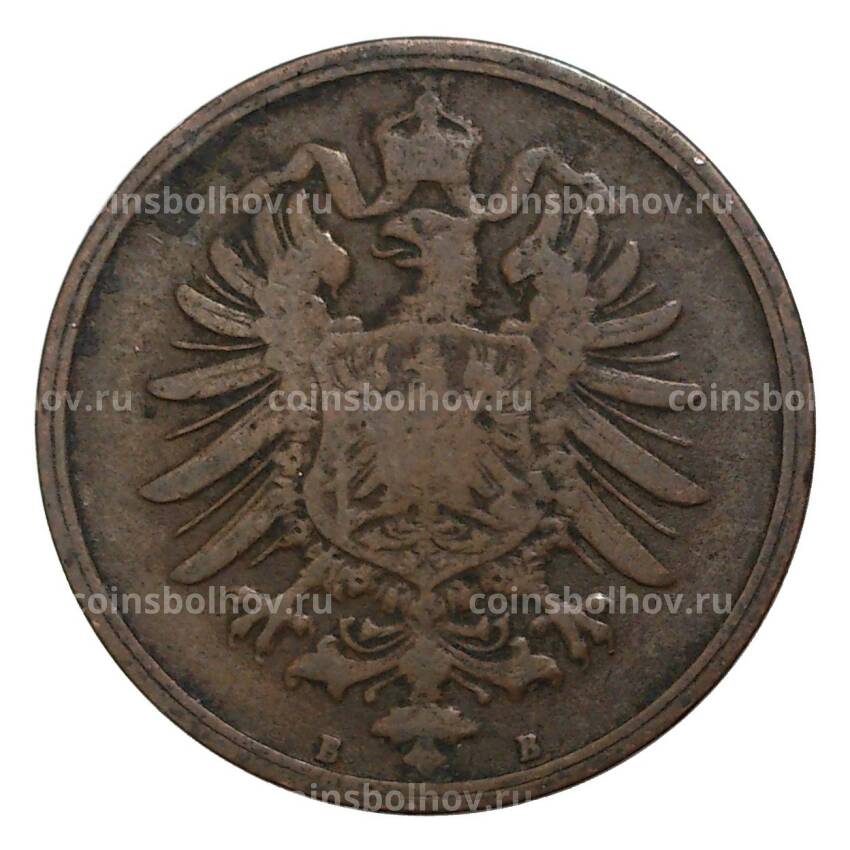 Монета 2 пфеннига 1874 года В Германия (вид 2)