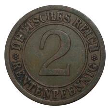 Монета 2 рентенпфеннига 1923 года А Германия (реверс)