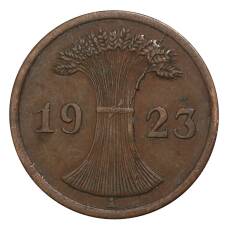 Монета 2 рентенпфеннига 1923 года А Германия (аверс)