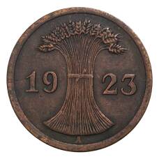 Монета 2 рентенпфеннига 1923 года А Германия (аверс)