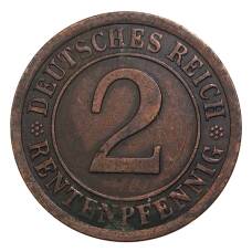 Монета 2 рентенпфеннига 1923 года А Германия (реверс)