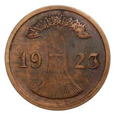 Монета 2 рентенпфеннига 1923 года D Германия (аверс)