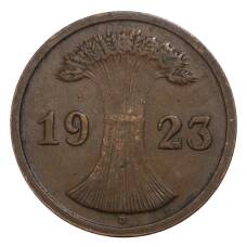 Монета 2 рентенпфеннига 1923 года D Германия (аверс)