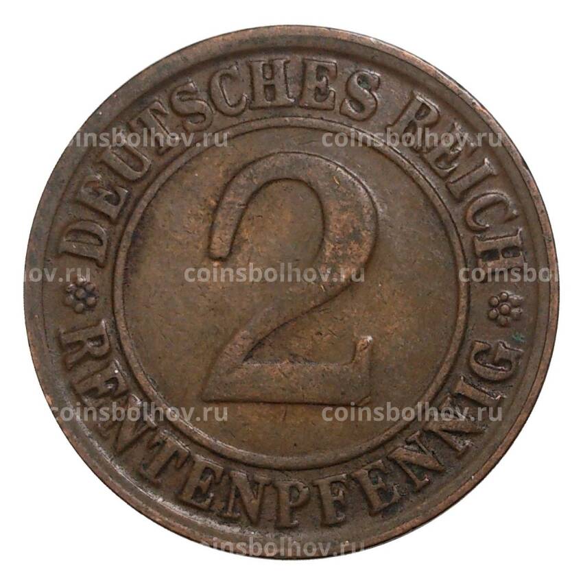 Монета 2 рентенпфеннига 1923 года D Германия (вид 2)