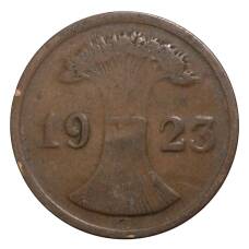 Монета 2 рентенпфеннига 1923 года G Германия (аверс)