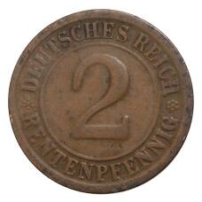 Монета 2 рентенпфеннига 1923 года G Германия (реверс)