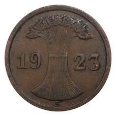Монета 2 рентенпфеннига 1923 года G Германия (аверс)