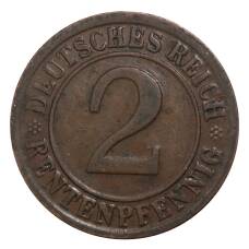 Монета 2 рентенпфеннига 1923 года G Германия (реверс)
