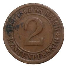Монета 2 рентенпфеннига 1923 года G Германия (реверс)