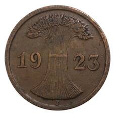 Монета 2 рентенпфеннига 1923 года J Германия (аверс)