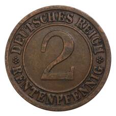 Монета 2 рентенпфеннига 1923 года J Германия (реверс)