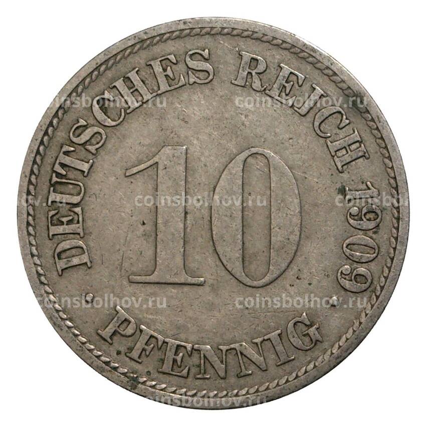 Монета 10 пфеннигов 1909 года G Германия