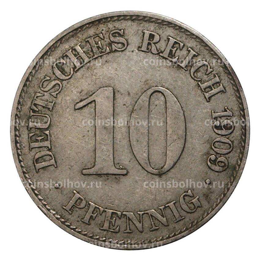 Монета 10 пфеннигов 1909 года Е Германия