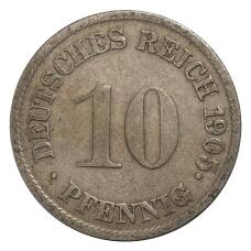 Монета 10 пфеннигов 1905 года G Германия (аверс)