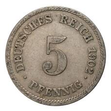 Монета 5 пфеннигов 1902 года Е Германия (аверс)