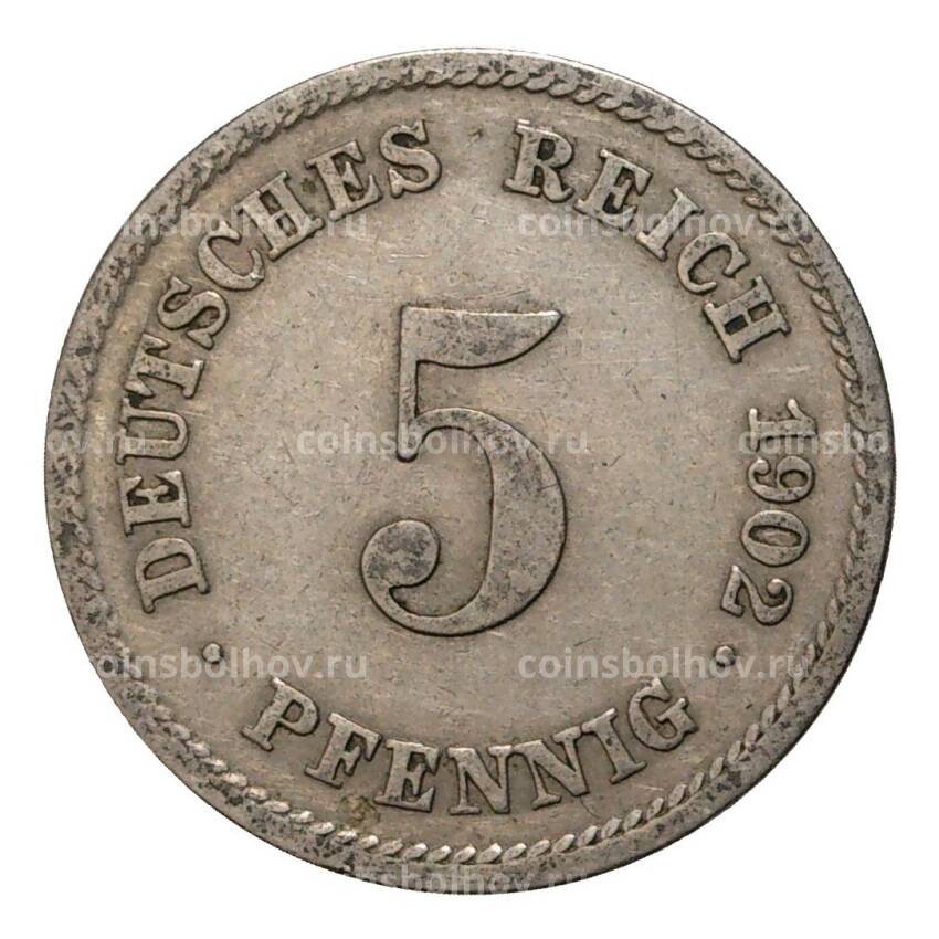 Монета 5 пфеннигов 1902 года Е Германия