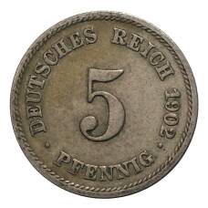 Монета 5 пфеннигов 1902 года Е Германия (аверс)