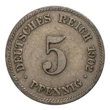 Монета 5 пфеннигов 1902 года Е Германия (аверс)