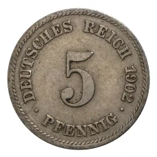 Монета 5 пфеннигов 1902 года Е Германия (аверс)