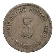 Монета 5 пфеннигов 1904 года Е Германия (аверс)
