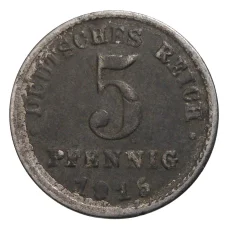 Монета 5 пфеннигов 1915 года F Германия (аверс)
