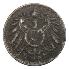 Монета 5 пфеннигов 1915 года F Германия (реверс)